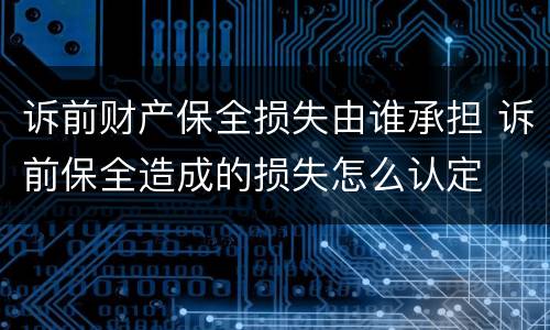 诉前财产保全损失由谁承担 诉前保全造成的损失怎么认定