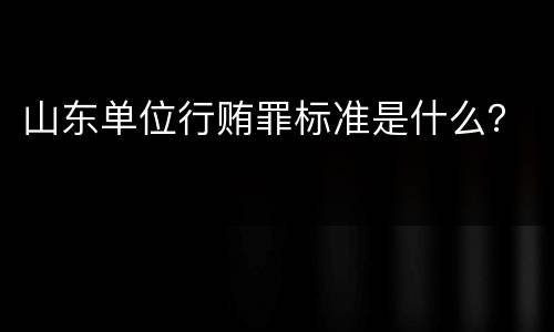 山东单位行贿罪标准是什么？