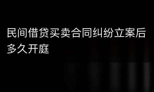 民间借贷买卖合同纠纷立案后多久开庭