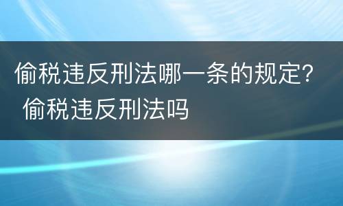偷税违反刑法哪一条的规定？ 偷税违反刑法吗