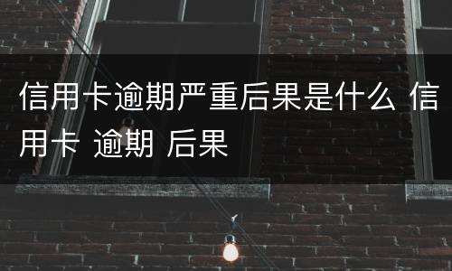 信用卡逾期严重后果是什么 信用卡 逾期 后果