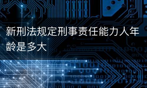 新刑法规定刑事责任能力人年龄是多大
