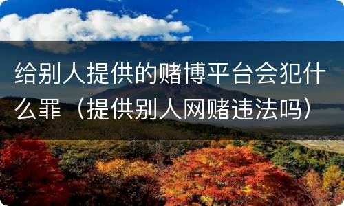 给别人提供的赌博平台会犯什么罪（提供别人网赌违法吗）