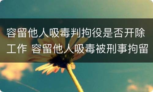 容留他人吸毒判拘役是否开除工作 容留他人吸毒被刑事拘留