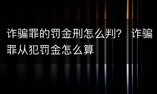 诈骗罪的罚金刑怎么判？ 诈骗罪从犯罚金怎么算