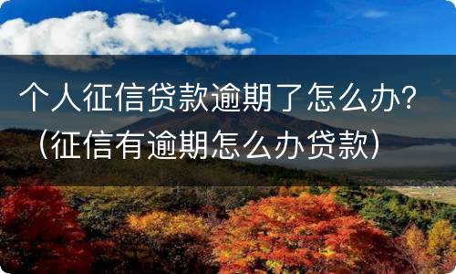 个人征信贷款逾期了怎么办？（征信有逾期怎么办贷款）
