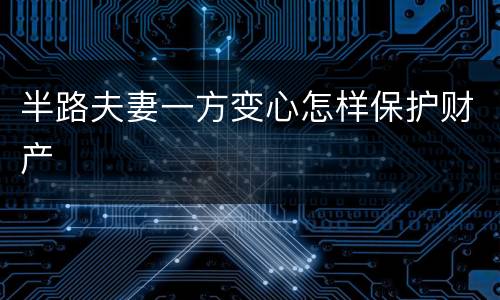 半路夫妻一方变心怎样保护财产