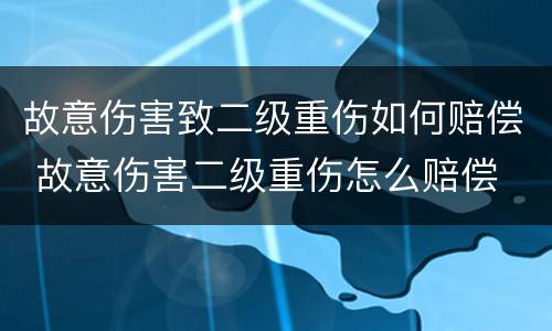 故意伤害致二级重伤如何赔偿 故意伤害二级重伤怎么赔偿