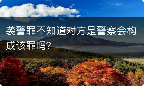 袭警罪不知道对方是警察会构成该罪吗？
