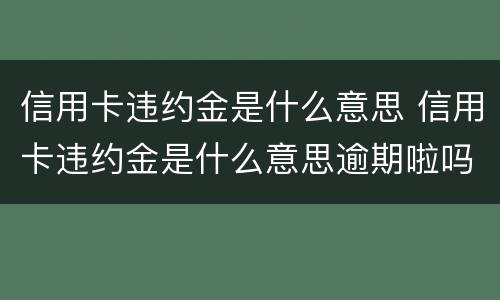 信用卡违约金是什么意思 信用卡违约金是什么意思逾期啦吗
