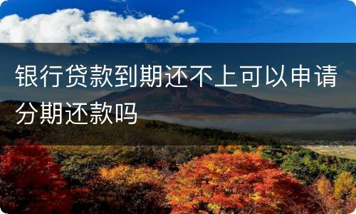 银行贷款到期还不上可以申请分期还款吗