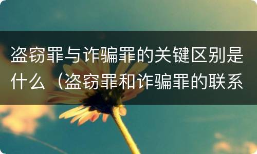 盗窃罪与诈骗罪的关键区别是什么（盗窃罪和诈骗罪的联系和区别）