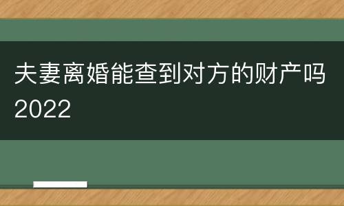夫妻离婚能查到对方的财产吗2022