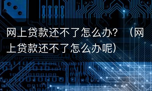 网上贷款还不了怎么办？（网上贷款还不了怎么办呢）