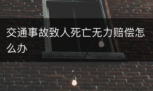 交通事故致人死亡无力赔偿怎么办