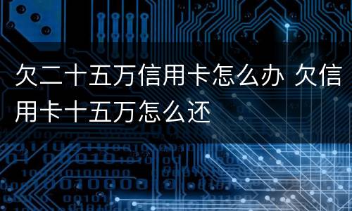 欠二十五万信用卡怎么办 欠信用卡十五万怎么还