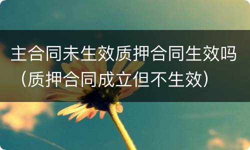 主合同未生效质押合同生效吗（质押合同成立但不生效）