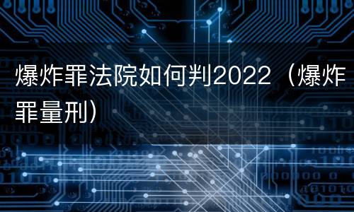 爆炸罪法院如何判2022（爆炸罪量刑）