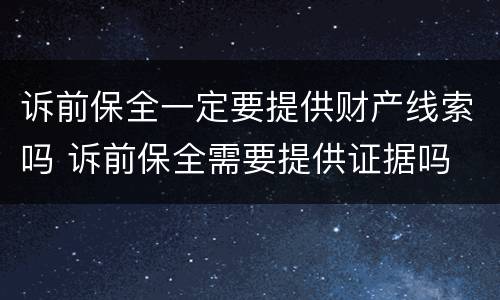 诉前保全一定要提供财产线索吗 诉前保全需要提供证据吗