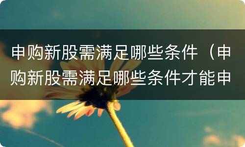 申购新股需满足哪些条件（申购新股需满足哪些条件才能申购）