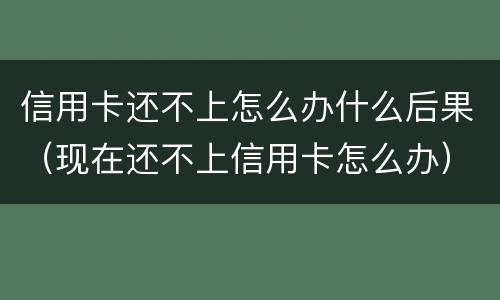 信用卡还不上怎么办什么后果（现在还不上信用卡怎么办）