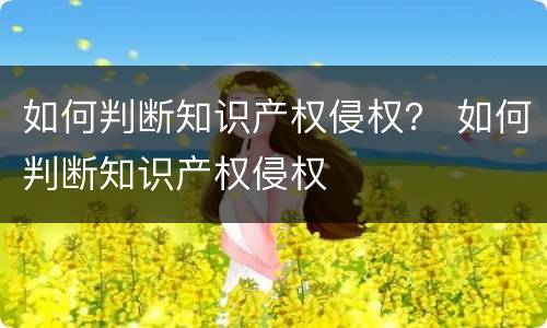 如何判断知识产权侵权? 如何判断知识产权侵权