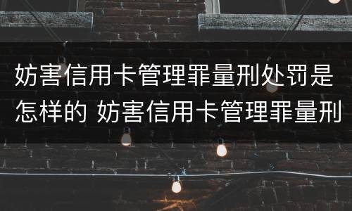 妨害信用卡管理罪量刑处罚是怎样的 妨害信用卡管理罪量刑处罚是怎样的情况