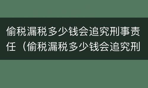 偷税漏税多少钱会追究刑事责任（偷税漏税多少钱会追究刑事责任呢）