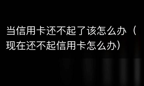当信用卡还不起了该怎么办（现在还不起信用卡怎么办）