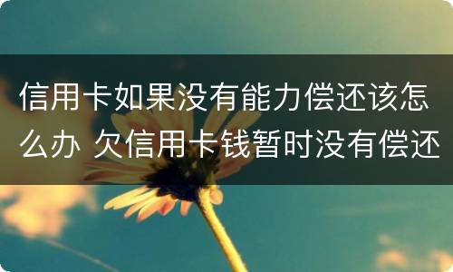信用卡如果没有能力偿还该怎么办 欠信用卡钱暂时没有偿还能力,会怎么样?