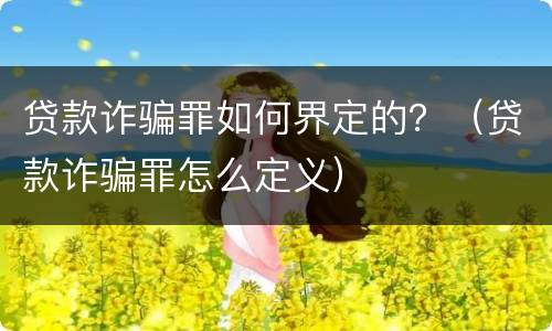 贷款诈骗罪如何界定的？（贷款诈骗罪怎么定义）