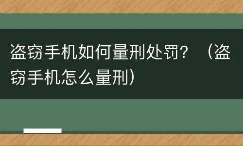 盗窃手机如何量刑处罚？（盗窃手机怎么量刑）