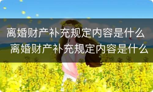 离婚财产补充规定内容是什么 离婚财产补充规定内容是什么样的