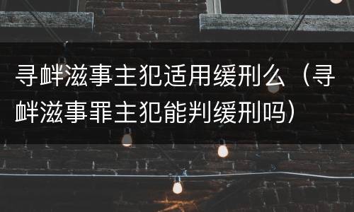 寻衅滋事主犯适用缓刑么（寻衅滋事罪主犯能判缓刑吗）