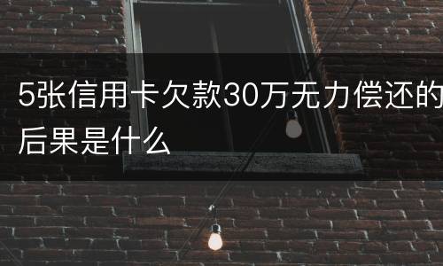 5张信用卡欠款30万无力偿还的后果是什么
