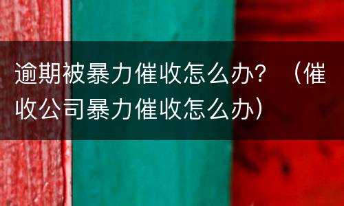逾期被暴力催收怎么办？（催收公司暴力催收怎么办）