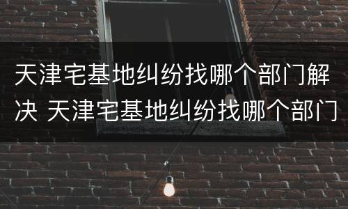 天津宅基地纠纷找哪个部门解决 天津宅基地纠纷找哪个部门解决呢