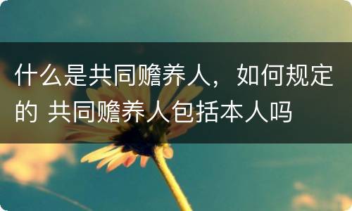 什么是共同赡养人，如何规定的 共同赡养人包括本人吗