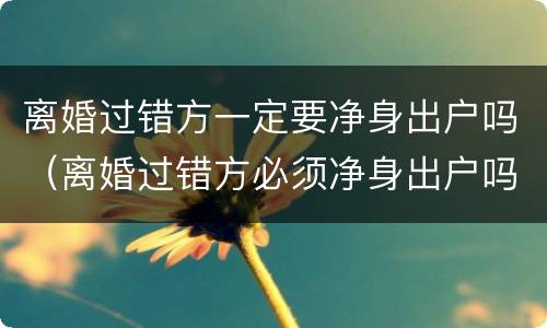 离婚过错方一定要净身出户吗（离婚过错方必须净身出户吗）