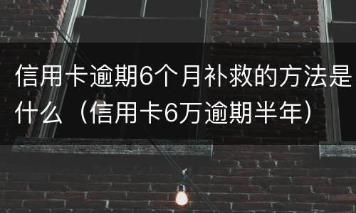 信用卡逾期6个月补救的方法是什么（信用卡6万逾期半年）