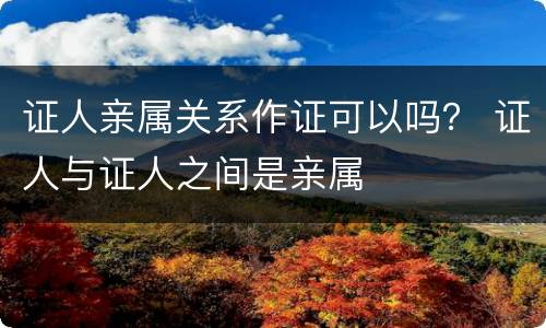 证人亲属关系作证可以吗？ 证人与证人之间是亲属