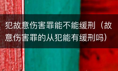 犯故意伤害罪能不能缓刑（故意伤害罪的从犯能有缓刑吗）