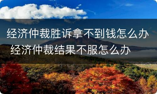 经济仲裁胜诉拿不到钱怎么办 经济仲裁结果不服怎么办