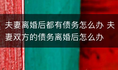 夫妻离婚后都有债务怎么办 夫妻双方的债务离婚后怎么办