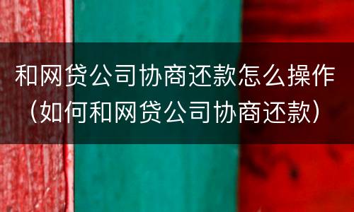 和网贷公司协商还款怎么操作（如何和网贷公司协商还款）