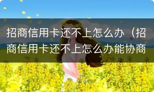 招商信用卡还不上怎么办（招商信用卡还不上怎么办能协商吗）