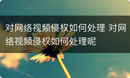 对网络视频侵权如何处理 对网络视频侵权如何处理呢