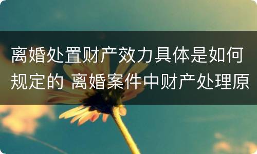 离婚处置财产效力具体是如何规定的 离婚案件中财产处理原则有哪些