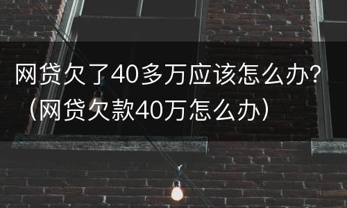 网贷欠了40多万应该怎么办？（网贷欠款40万怎么办）
