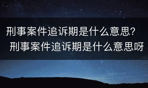 刑事案件追诉期是什么意思？ 刑事案件追诉期是什么意思呀
